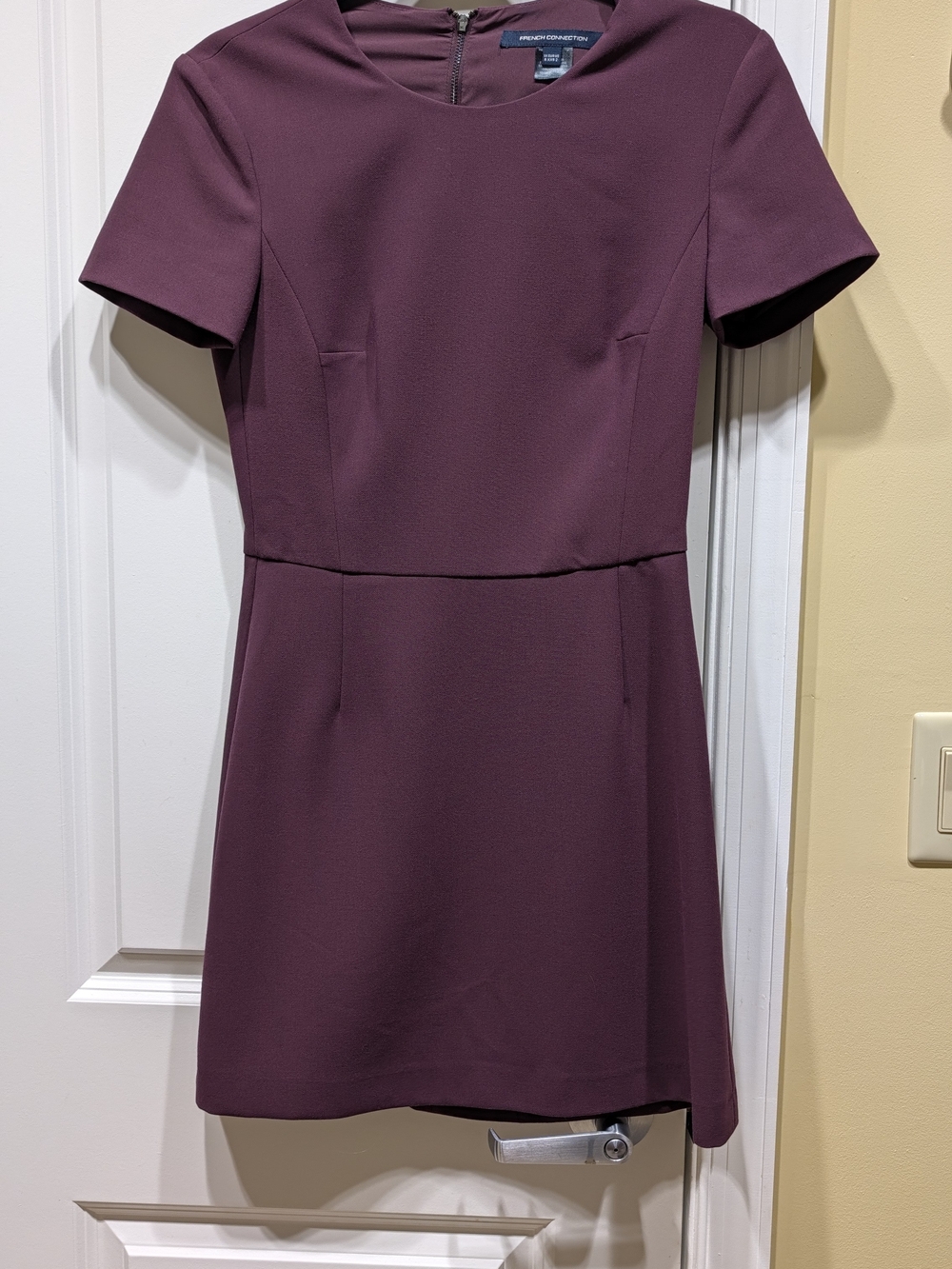 French Connection Short Sleeve Shift Dress in Plum